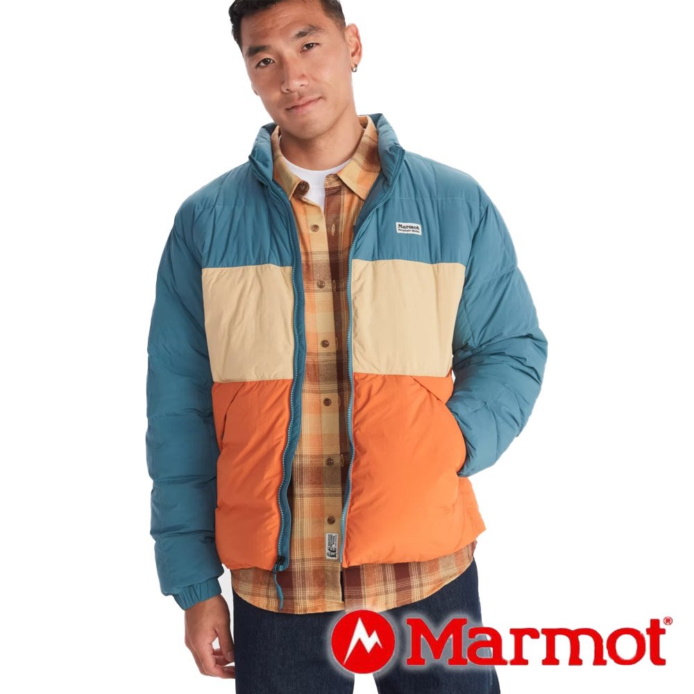 【Marmot】中性保暖羽絨立領外套『月河藍/橡木棕/橘』14596 戶外 露營 登山 健行 休閒 時尚 保暖 羽絨外套
