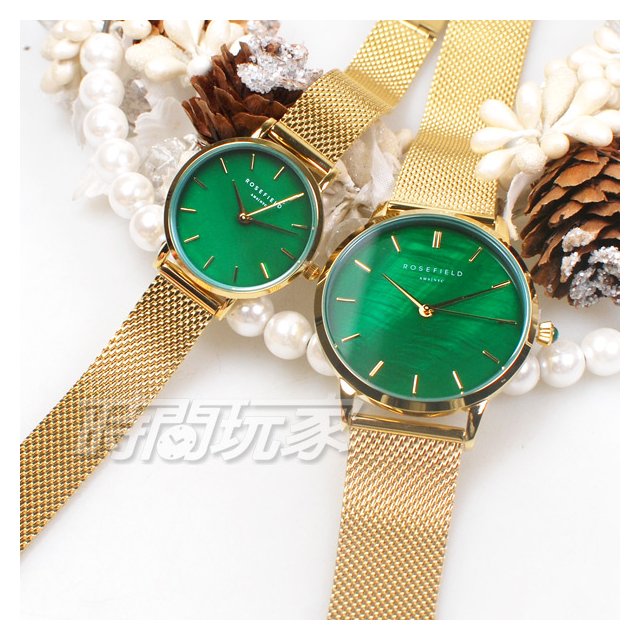 ROSEFIELD 歐風美學 對錶 時尚簡約 古典 復古圓錶 不鏽鋼 米蘭帶 女錶 男錶 防水手錶 金 PEGMG-R10+SEEGMG-SE72