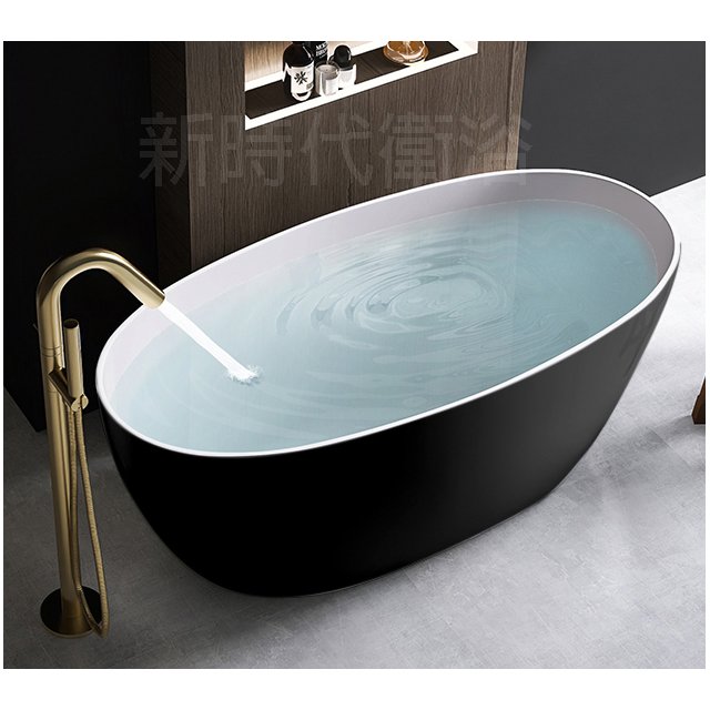 [新時代衛浴] 外缸黑色130~150cm多種尺寸獨立浴缸，超薄邊款內空間大，舒適款-XYK057B