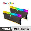 v-color 全何 Prism Pro 系列 DDR4 3200 64GB (32GBX2) RGB 桌上型超頻記憶 (黑色)