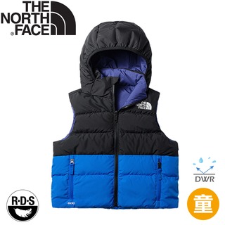 【The North Face 童 600FP 連帽保暖羽絨背心《藍》】8747/登山/露營/雙面穿/戶外