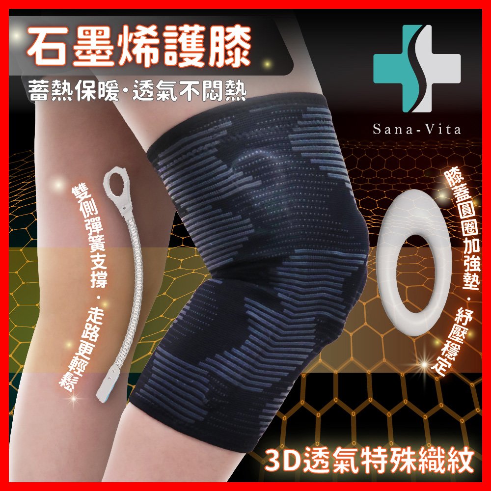 【創健醫療購物商城】SV石墨烯遠紅外線護膝 機能型護膝 (1雙)