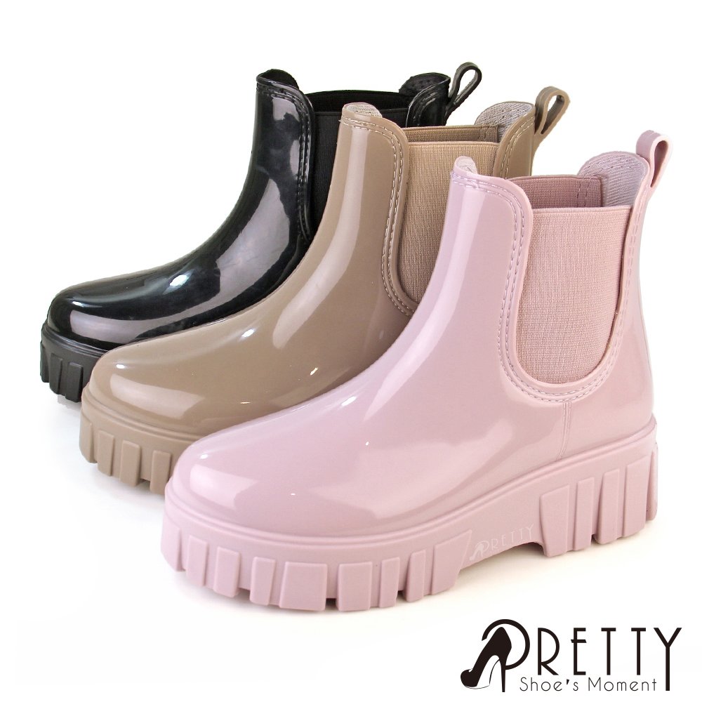 【Pretty】女鞋 雨靴 雨鞋 防水靴 防水鞋 短筒 厚底 BA-22066