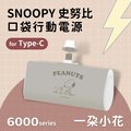 【SNOOPY史努比】復刻經典色系 Type-C PD快充 6000series 口袋隨身行動電源-一朵小花(灰)