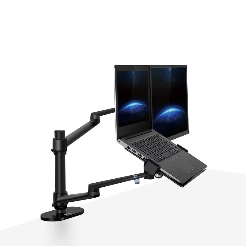 RAYMII 瑞米 MS4(黑)雙用筆電+螢幕 鋁合金懸臂式螢幕筆電伸縮支架