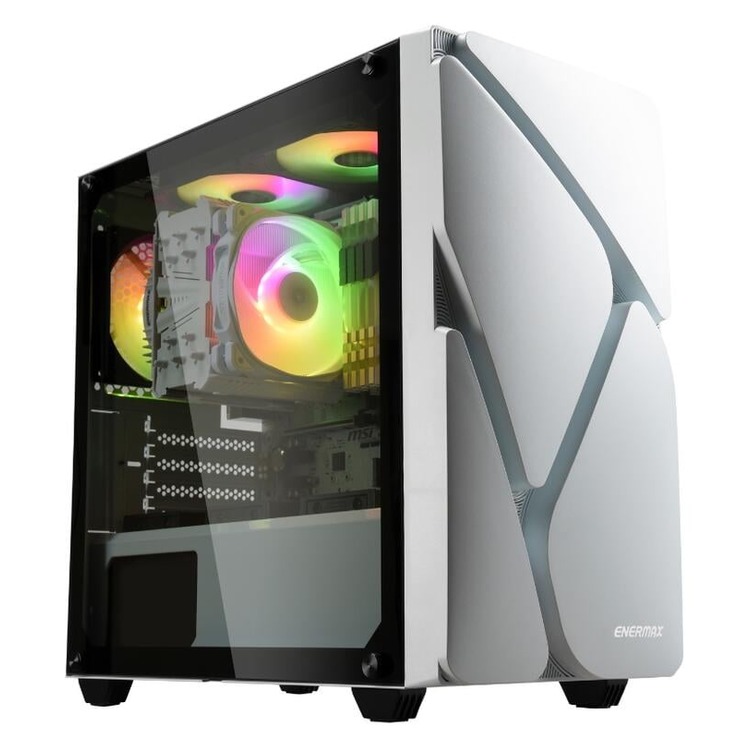 保銳 冰曜石 MarbleShell MS20 mATX 電腦機殼內建幻彩RGB(白)