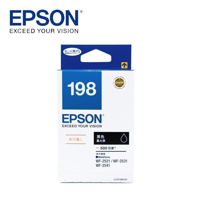 【1768購物網】EPSON C13T198150 (198高印量型L黑)