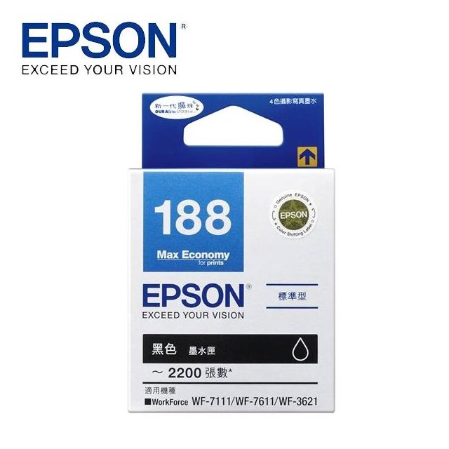 【1768購物網】EPSON C13T188150 黑色墨水匣 (188)