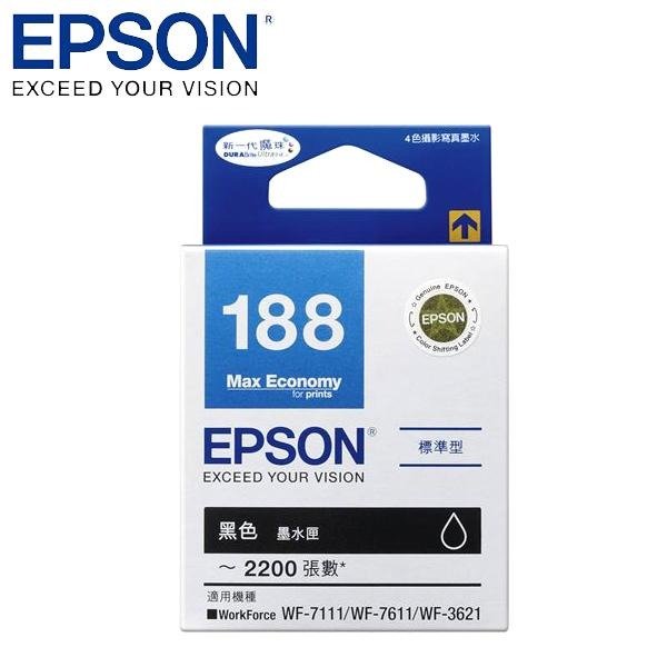 【1768購物網】EPSON C13T188150 黑色墨水匣 (188)