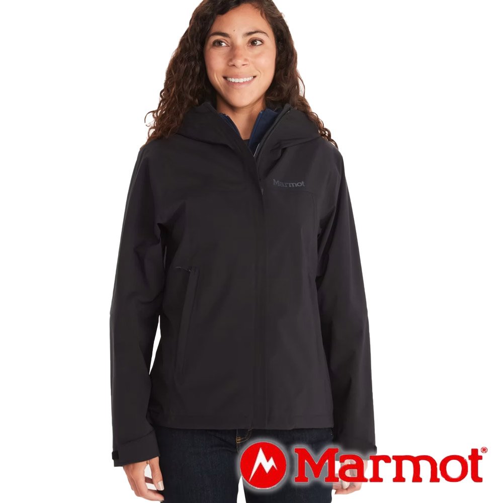 【Marmot】女單件式防水連帽外套『黑』M12389 戶外 休閒 登山 露營 保暖 禦寒 防風
