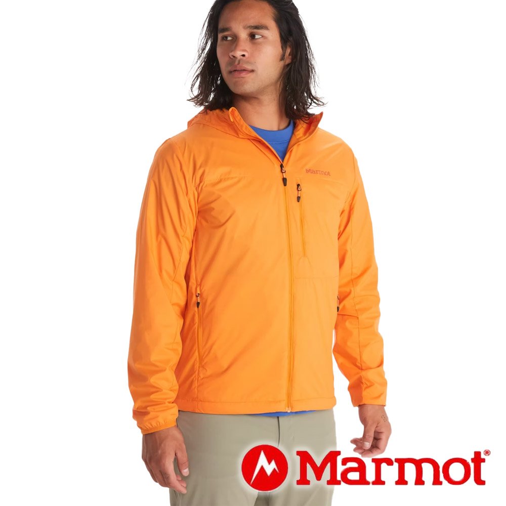 【Marmot】男防風軟殼保暖連帽外套『橙椒橘』M12692 戶外 露營 登山 健行 休閒 時尚 保暖 禦寒 連帽外套