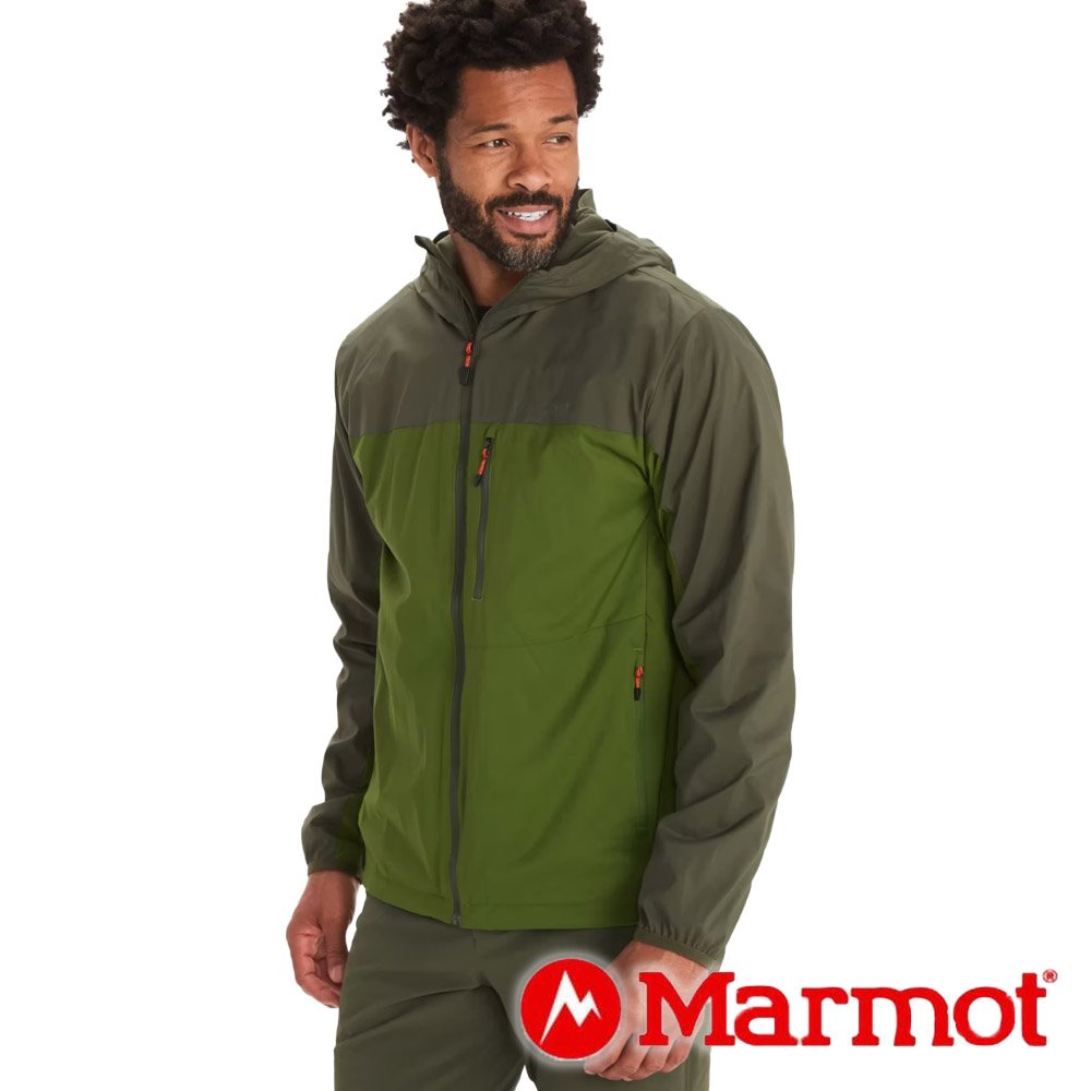 【Marmot】男防風軟殼保暖連帽外套『深綠』M12692 戶外 露營 登山 健行 休閒 時尚 保暖 禦寒 連帽外套