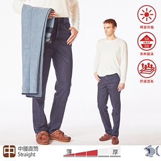 【NST Jeans】不厚的磨毛牛仔褲(中腰直筒) 男 保暖 395(66805)