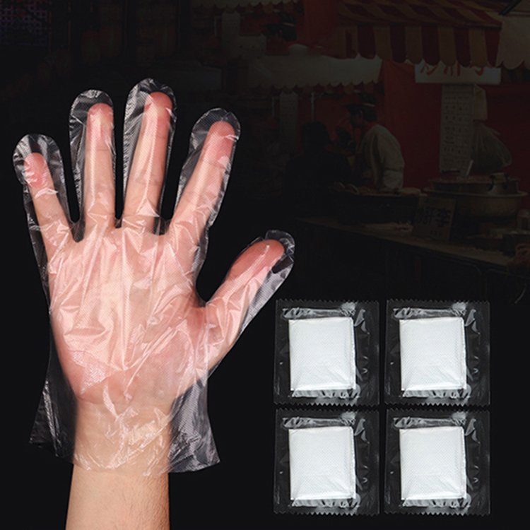 PS Mall 【J393】 拋棄式手套 一次性手套 PE手套透明 餐飲手套 美容手套 塑料手套 染髮 獨立包裝 1組1對