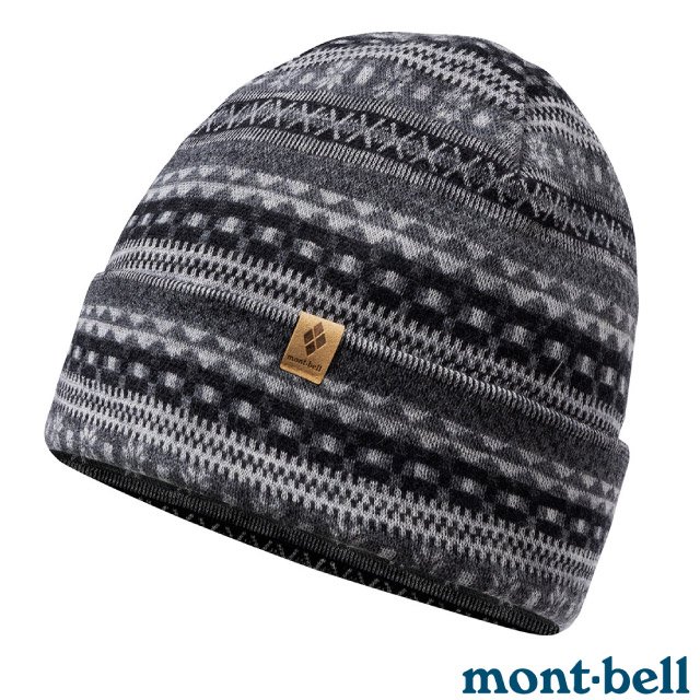【mont-bell】MW JACQUARD WARM CAP 100％美利奴羊毛提花保暖帽.毛線帽.羊毛帽/天然材質.吸濕排汗.柔軟防臭/1118236 DGY 深灰