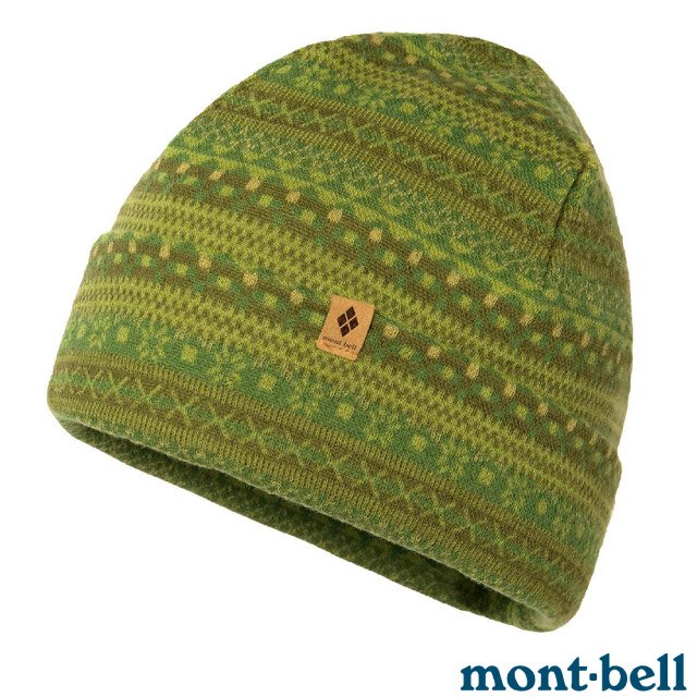 【mont-bell】MW JACQUARD WARM CAP 100％美利奴羊毛提花保暖帽.毛線帽.羊毛帽/天然材質.吸濕排汗.柔軟防臭/1118236 DGN 深綠