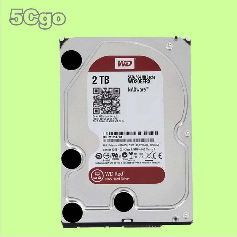 5Cgo【權宇】WD WD20EFRX 2TB 3.5寸SATA 5400轉NAS紅盤監控錄影機專用1