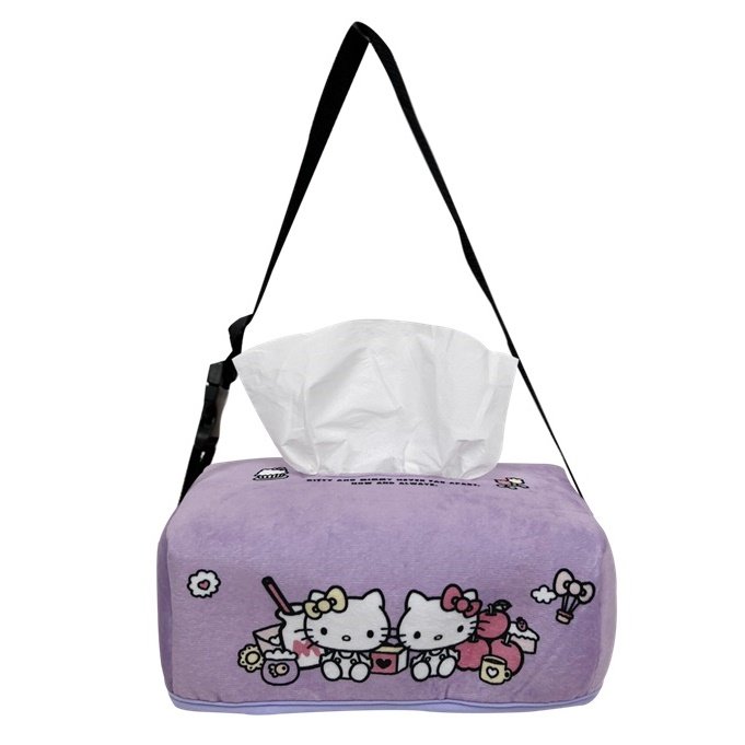 車資樂㊣汽車用品【PKTD019V-03】Hello Kitty CUTIE LAND樂園系列面紙盒套袋(可吊掛車內頭枕)