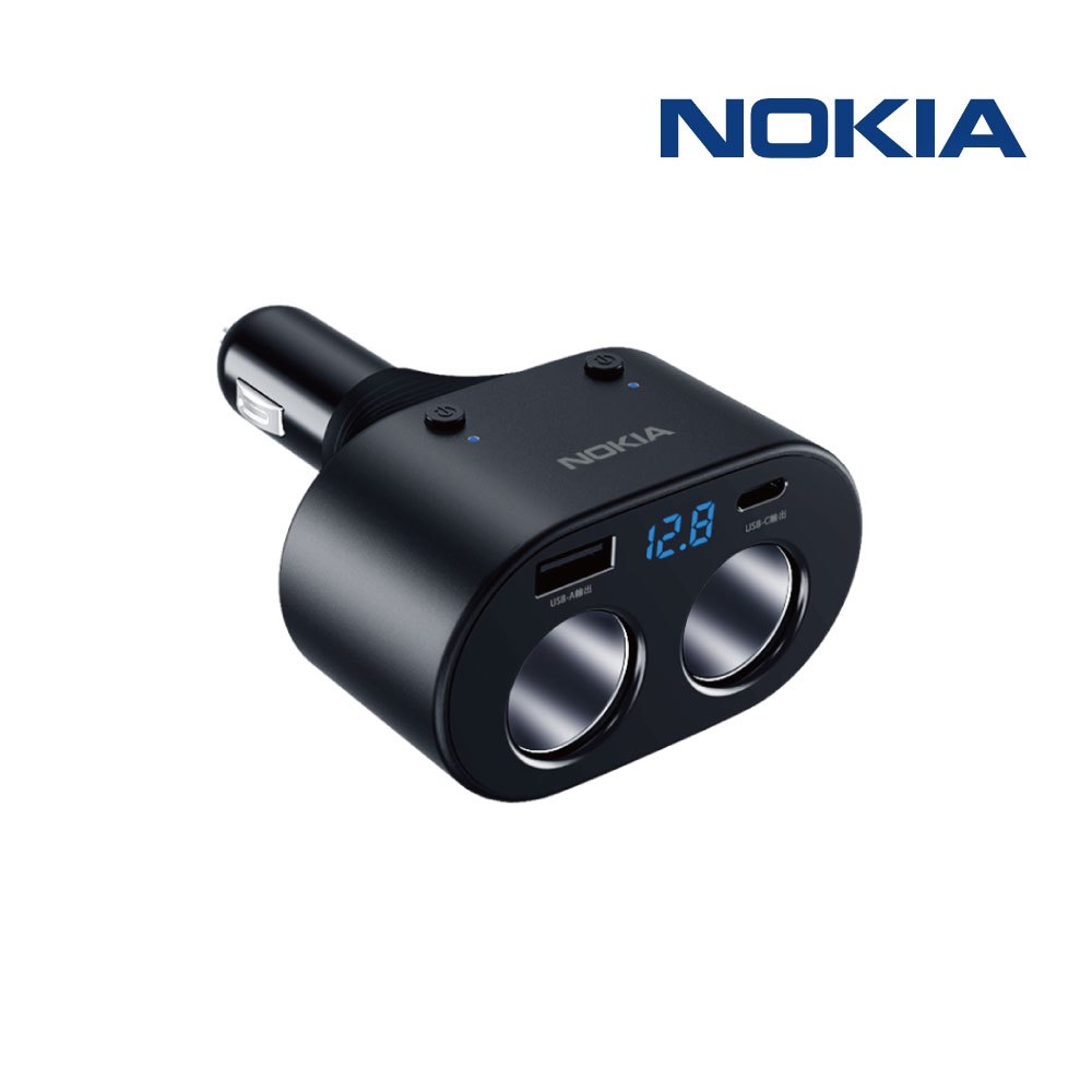 【光南大批發】NOKIA P6106N電壓顯示PD+QC點菸器一轉二車充#Type-C #Type-A充電孔
