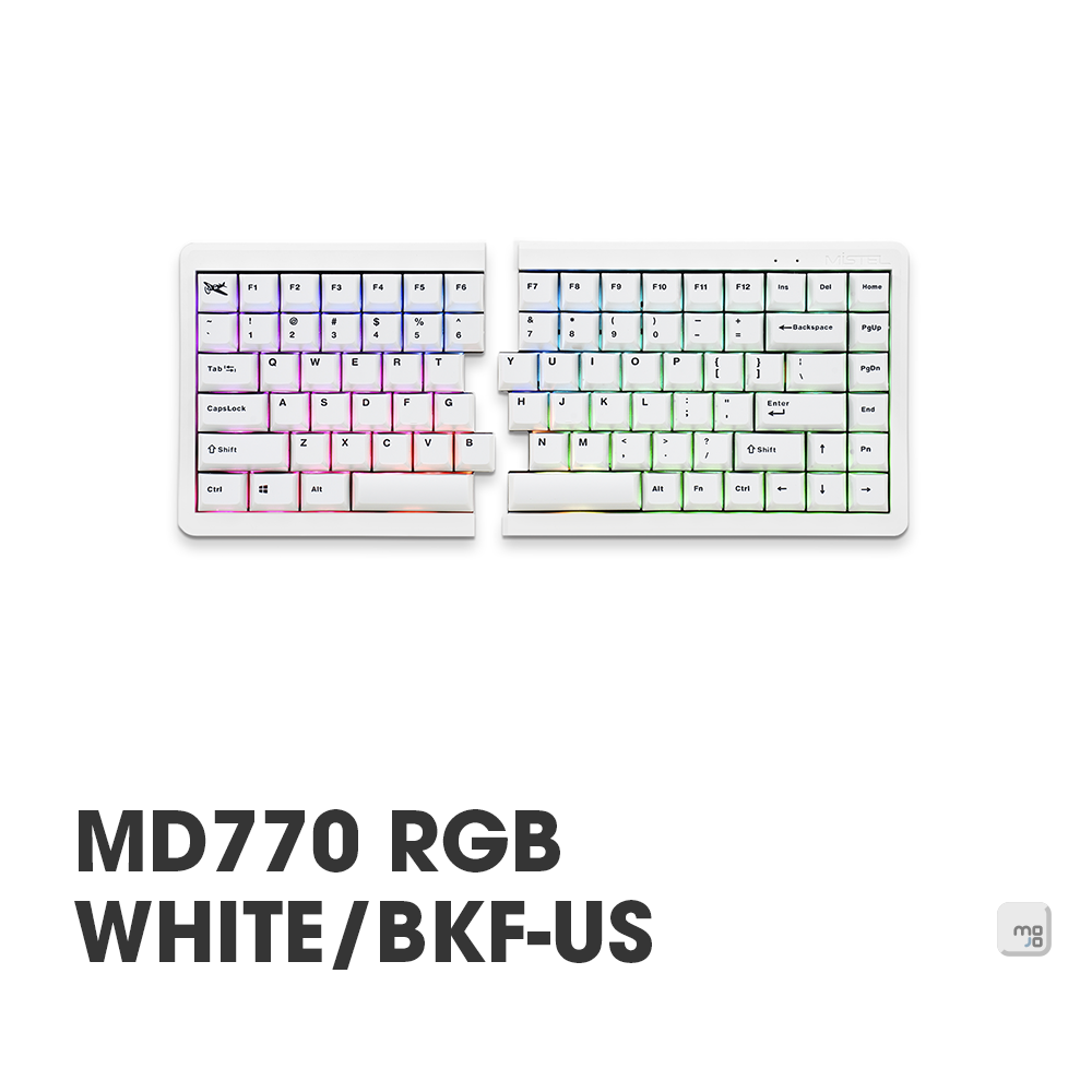 |MOJO| Mistel Barocco MD770 RGB人體工學 分離式機械鍵盤 CHERRY MX RGB軸 白殼 黑字 銀/靜音紅軸