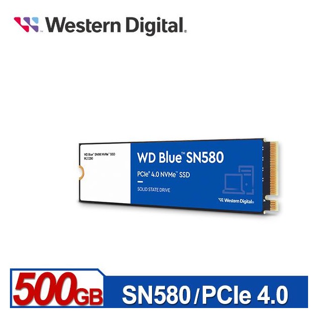 WD 藍標 SN580 500GB M . 2 PCIe 4 . 0 NVMe SSD 內接固態硬碟