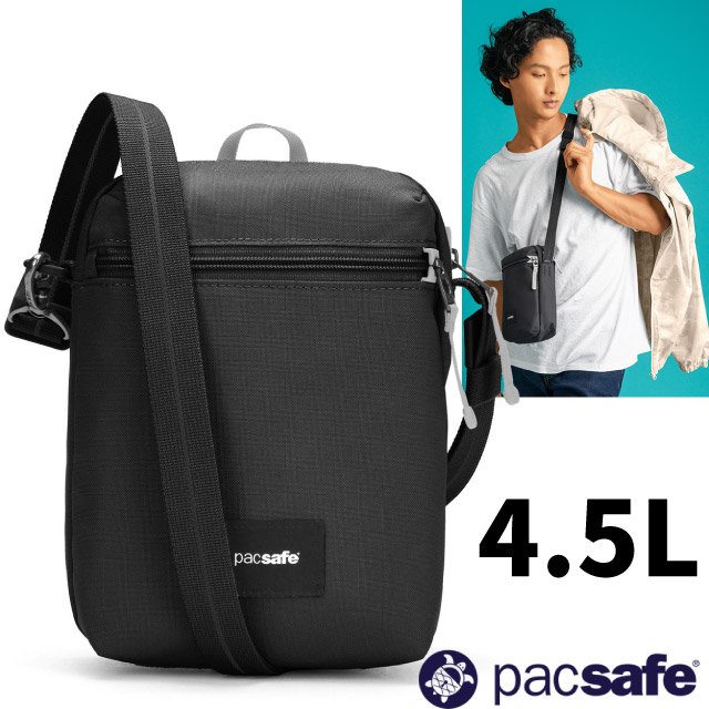 【Pacsafe】Go Anti-Theft Festival Crossbody 防盜斜背包4.5L.單肩側背包.RFID護照包.隨身包/防割裂鋼網.防割背帶/35170130 噴射黑