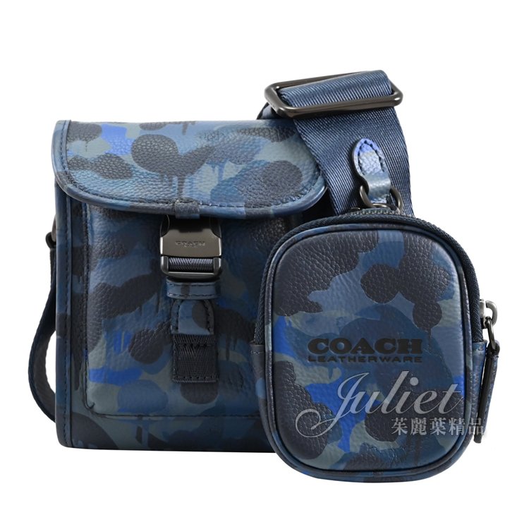 【全新現貨 優惠中】茱麗葉精品 COACH C5326 CHARTER 迷彩二合一寬背帶斜背小包.深藍現金價$7,800