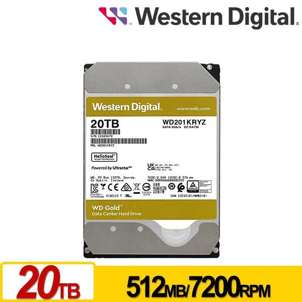 【含稅公司貨】WD威騰 金標 20TB 3.5吋企業級硬碟HDD 彩盒裝 WD202KRYZ