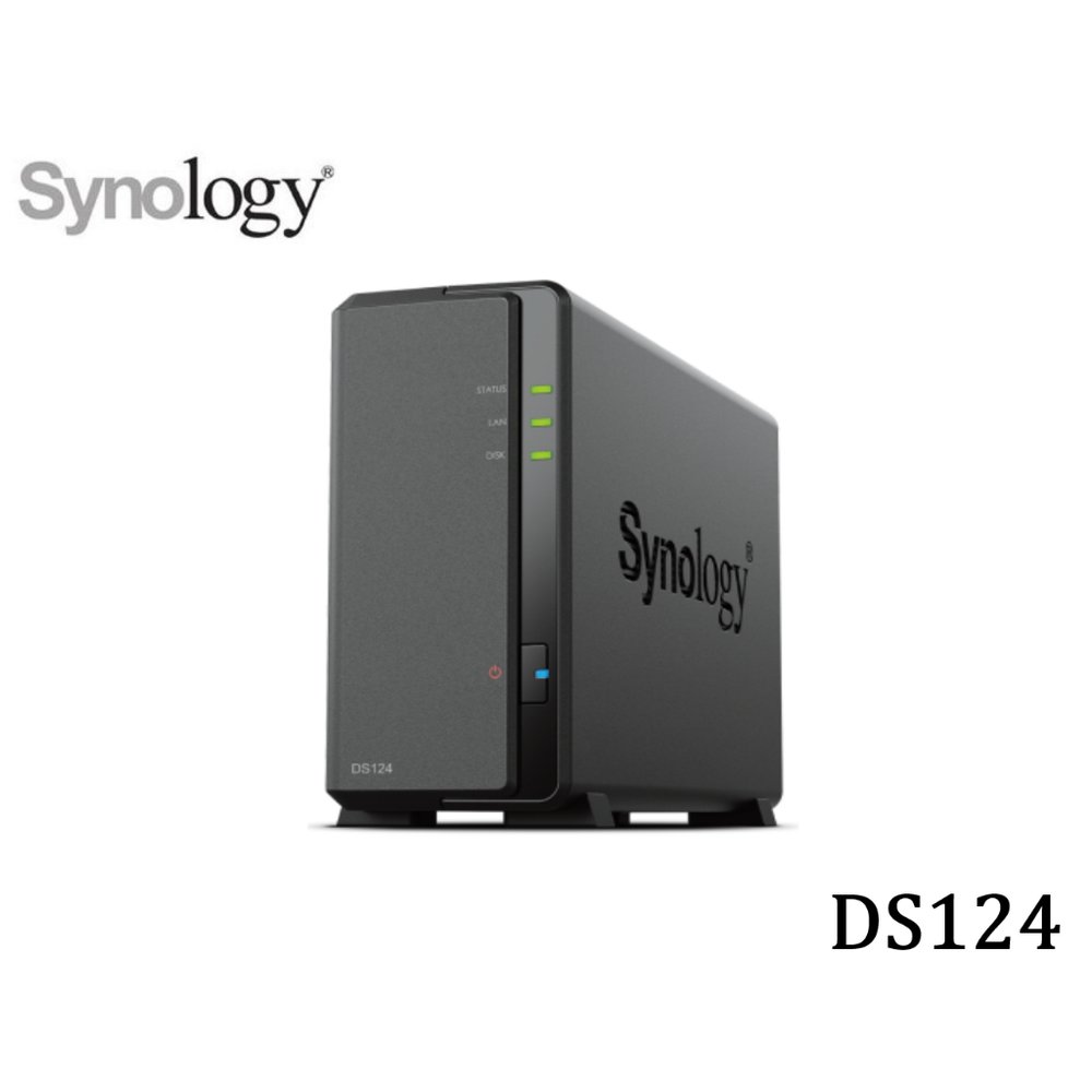 【新品上市】Synology 群暉 DS124 (1Bay/Realtek/1GB) NAS網路儲存伺服器 含稅公司貨($11699)