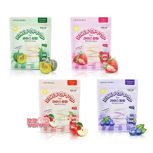韓國 AGA-AE 益生菌寶寶米餅20g(南瓜、草莓、藍莓、蘋果) 4個口味可選