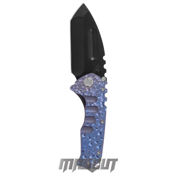宏均-MEDFORD Praetorian Custom MK013DPZ-02AN -BLUE/D2鋼 PVD黑刃 鈦合金框架鎖 -折刀 / AU-M PRAETID2 36-36