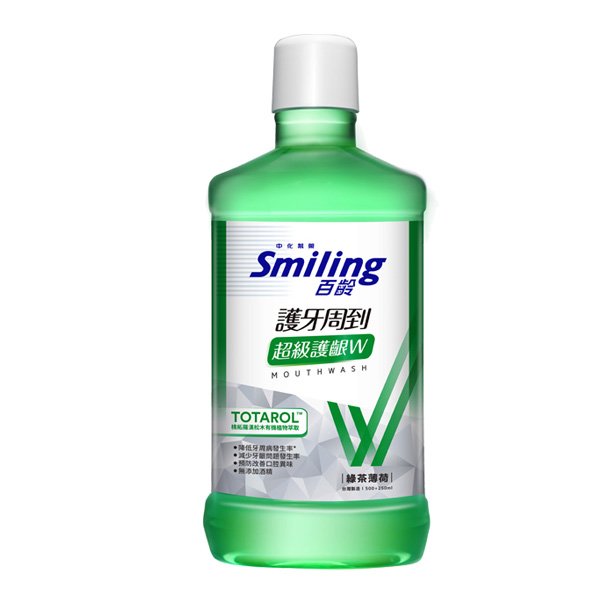 百齡Smiling 護牙周到漱口水超級護齦W 750ml-綠茶薄荷