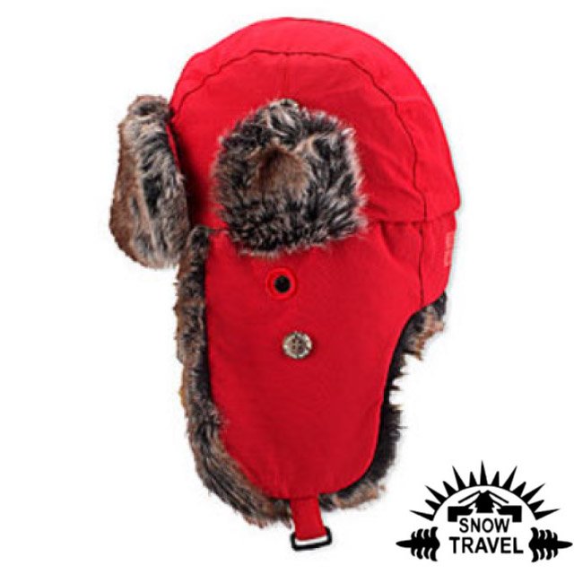 【SNOW TRAVEL】男女款 極地保暖遮耳帽.毛帽.飛行帽.可調式保暖護耳/內裏柔細刷毛/AR-55 紅