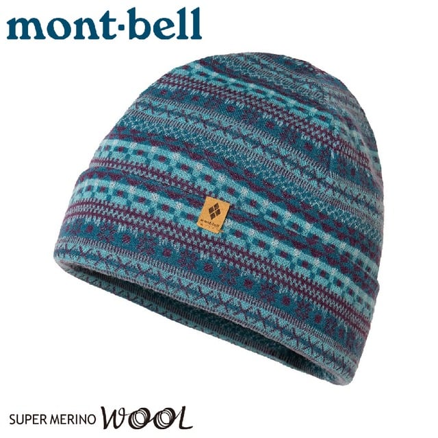 【Mont-Bell 日本 LT JACQUARD WARM CAP提花帽《藍綠》】1118236/羊毛帽/針織帽/雪帽