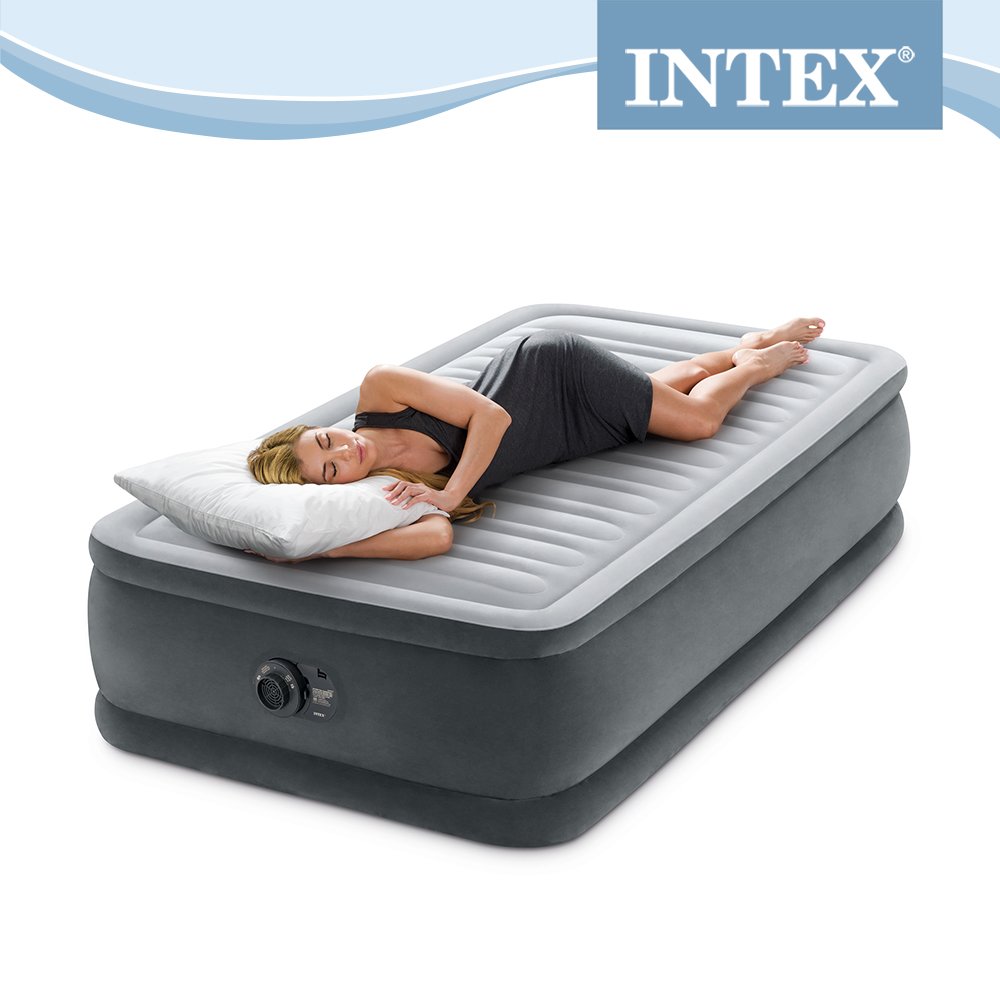 【INTEX】 豪華型橫條加高單人加大充氣床墊(寬99*191*46cm)-內建電動幫浦 (64411) 15020450