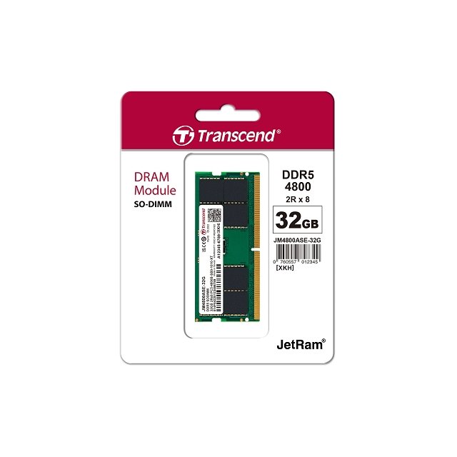 創見32GB JM DDR5 4800 SO-DIMM 2Rx8 2Gx8 CL40 1.1V(FOR NB) 記憶體