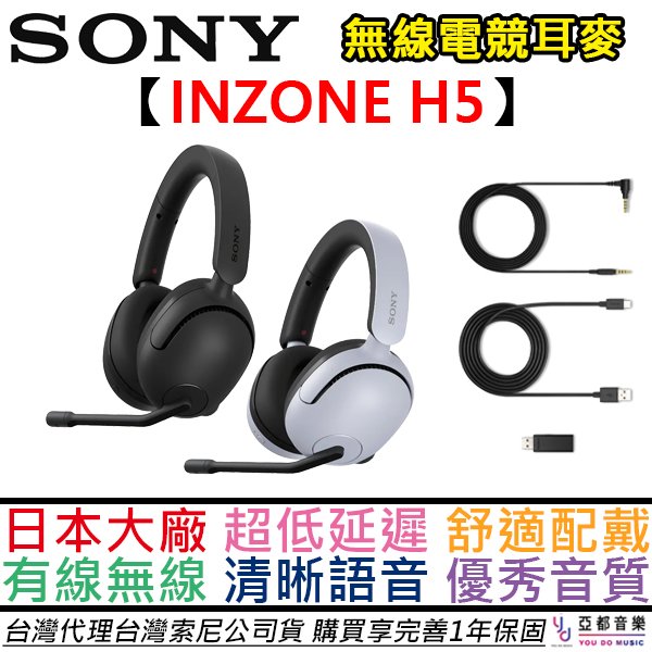 分期免運 贈發射器 SONY索尼 INZONE H5 無線電競耳機 耳麥 筆電 桌電 PS5 電競 台灣公司貨