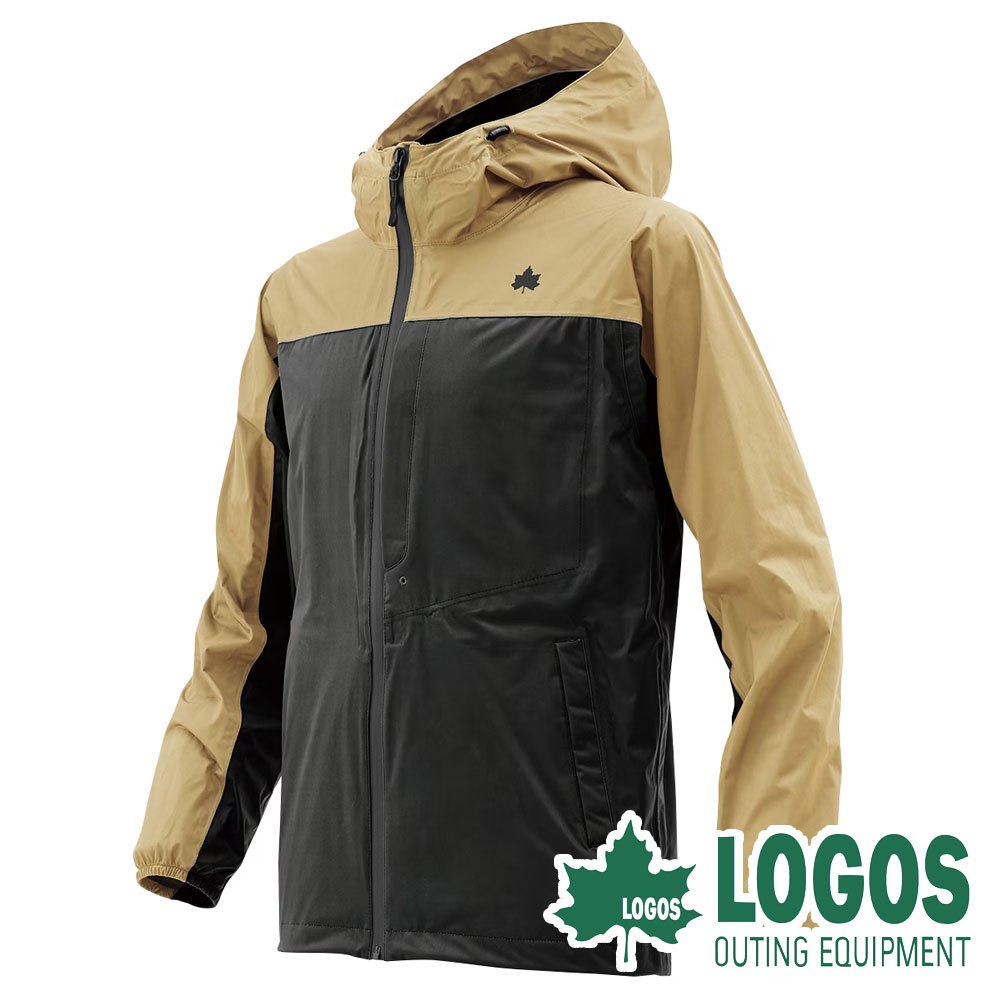 【日本LOGOS】LOGOS 四向彈性風雨衣『卡其/黑』LG282556 戶外 露營 登山 健行 休閒 彈性 雨衣