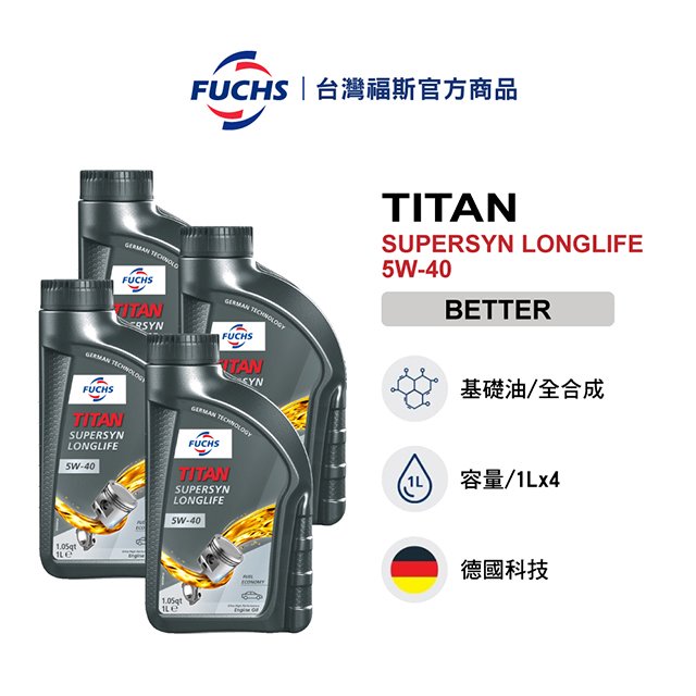 TITAN SUPERSYN LONGLIFE 5W-40(四入組)