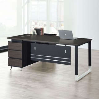 【RB947-4】C304 黑色6尺L型辦公桌+側邊櫃