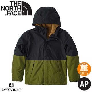 【The North Face 童 DV防水保暖外套《綠/黑》】873S/防水透氣連帽外套/衝鋒衣