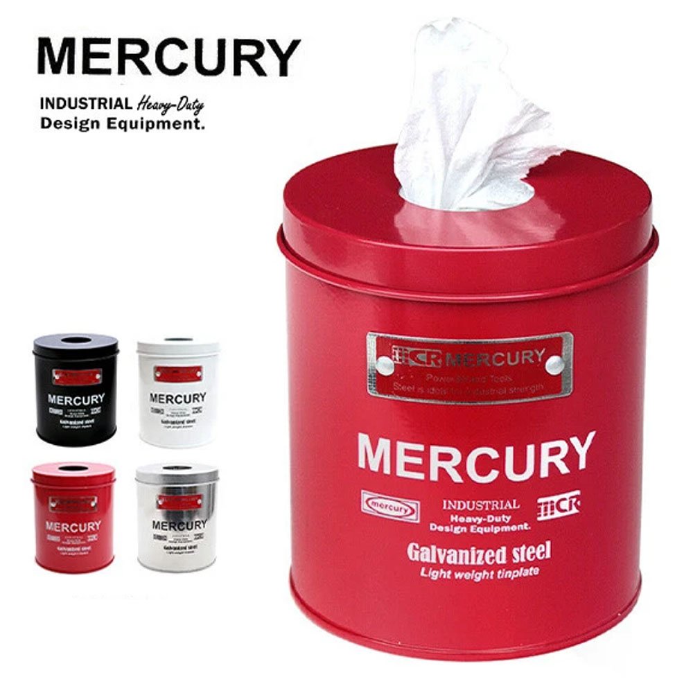 Mercury 水星 錫製 桶形 面紙盒 紙巾抽 工業風 日本正版