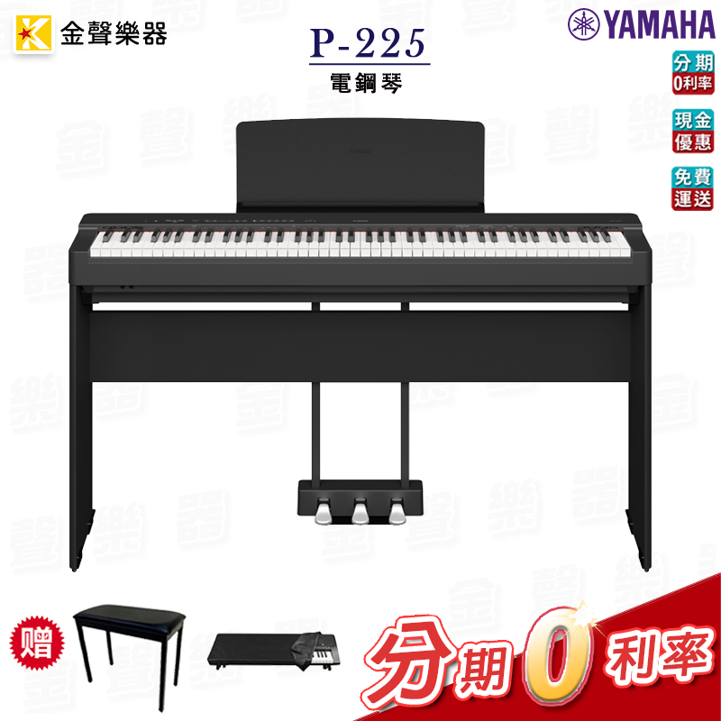 *贈琴椅* YAMAHA P-225 黑 全套 電鋼琴 p225 【金聲樂器】