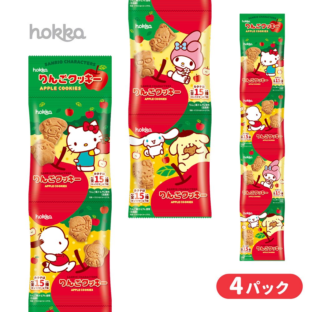 +東瀛go+HOKKA 北陸 三麗鷗系列 蘋果風味餅乾 56g 造型四連餅 4連餅 餅乾 日本必買 日本進口