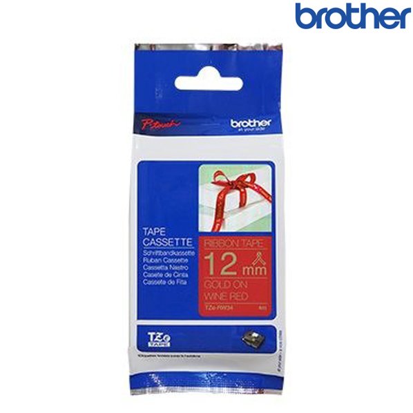 【民權橋電子】Brother兄弟 TZe-RW34 酒紅底金字 標籤帶 絲質緞帶系列 (寬度12mm) 標籤緞帶 色帶