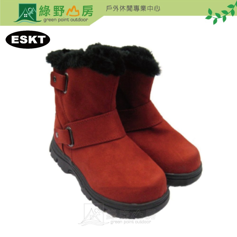 [出清] ESKT 台灣 兒童 雪靴 簡易冰爪 中筒靴 防潑 防滑靴子 紅 SN165