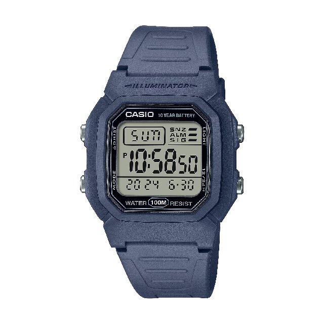 CASIO 卡西歐 W-800H-2AV 流線型數位時尚潮流腕錶 海藍色 36.8mm