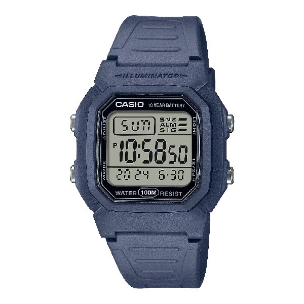 CASIO 卡西歐 W-800H-2AV 流線型數位時尚潮流腕錶 海藍色 36.8mm