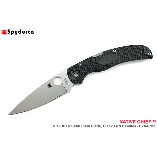 Spyderco NATIVE CHIEF™ 黑色FRN柄全刃折刀 -CTS BD1N鋼 (Satin 處理)-SPY C244PBK