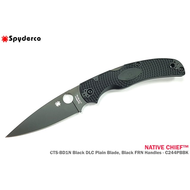 Spyderco NATIVE CHIEF™ 黑色FRN柄全刃折刀 -CTS BD1N鋼 (DLC 處理)-SPY C244PBBK